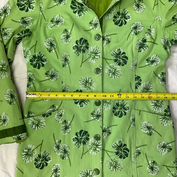 Mac & Jac Long Green Floral Cotton Fitted Jacket (size 8/10) - Picture 7 of 13
